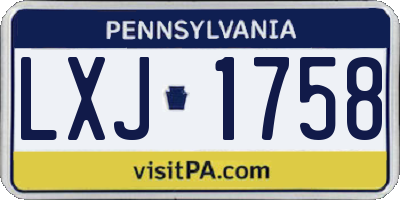 PA license plate LXJ1758