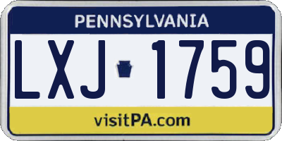 PA license plate LXJ1759