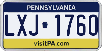 PA license plate LXJ1760