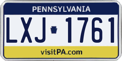PA license plate LXJ1761