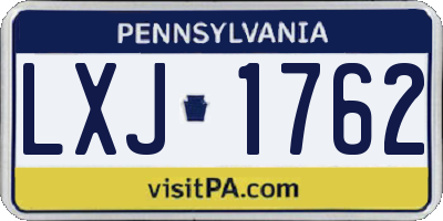 PA license plate LXJ1762