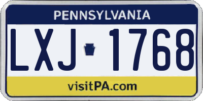 PA license plate LXJ1768