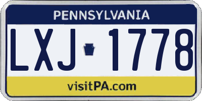 PA license plate LXJ1778