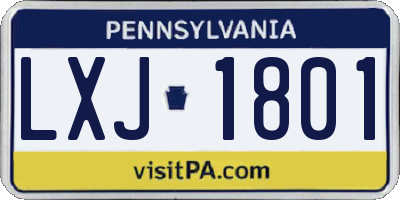 PA license plate LXJ1801
