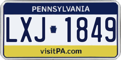 PA license plate LXJ1849
