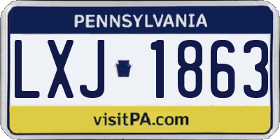 PA license plate LXJ1863