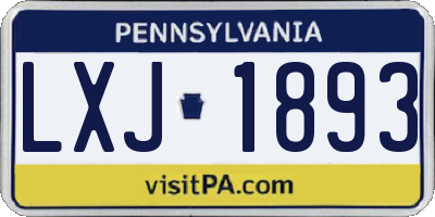 PA license plate LXJ1893