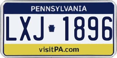 PA license plate LXJ1896