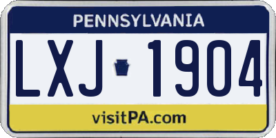 PA license plate LXJ1904