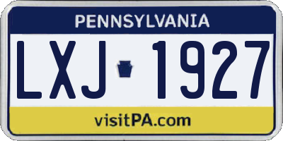 PA license plate LXJ1927