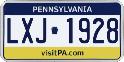 PA license plate LXJ1928