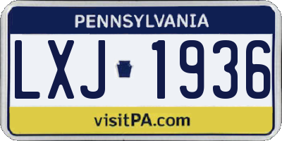 PA license plate LXJ1936