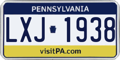 PA license plate LXJ1938