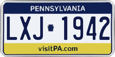 PA license plate LXJ1942