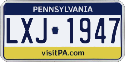 PA license plate LXJ1947