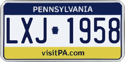 PA license plate LXJ1958