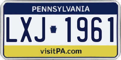 PA license plate LXJ1961