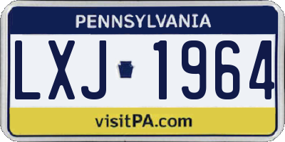 PA license plate LXJ1964