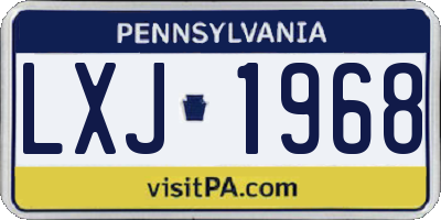 PA license plate LXJ1968
