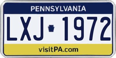 PA license plate LXJ1972