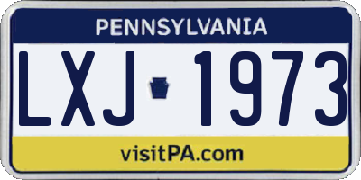 PA license plate LXJ1973