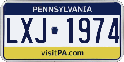 PA license plate LXJ1974