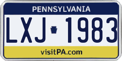 PA license plate LXJ1983