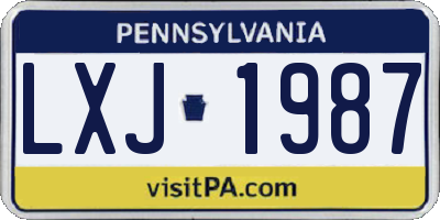 PA license plate LXJ1987