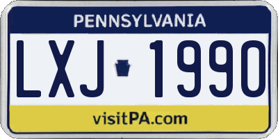 PA license plate LXJ1990