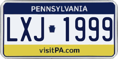 PA license plate LXJ1999