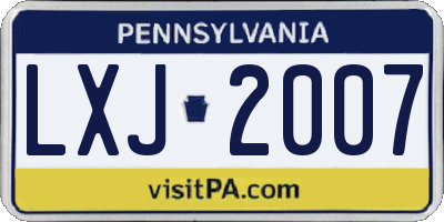 PA license plate LXJ2007