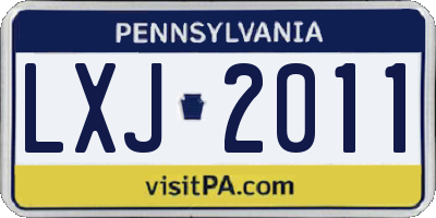 PA license plate LXJ2011