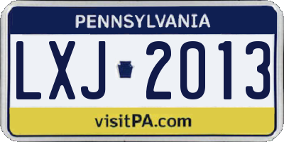PA license plate LXJ2013