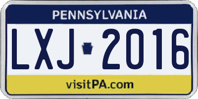 PA license plate LXJ2016