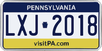 PA license plate LXJ2018