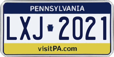 PA license plate LXJ2021