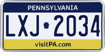 PA license plate LXJ2034