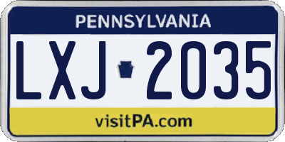 PA license plate LXJ2035