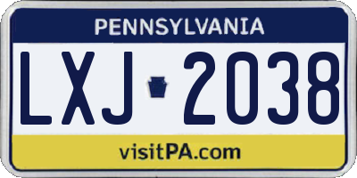 PA license plate LXJ2038