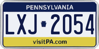 PA license plate LXJ2054