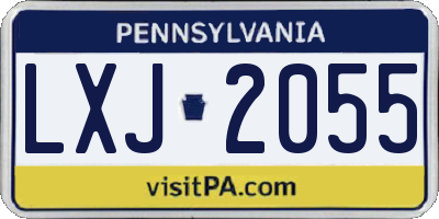 PA license plate LXJ2055