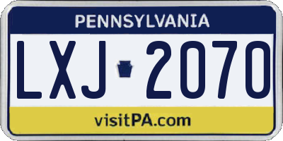 PA license plate LXJ2070
