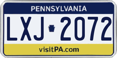 PA license plate LXJ2072