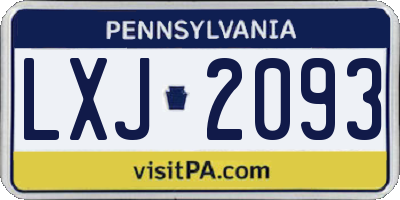 PA license plate LXJ2093