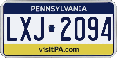PA license plate LXJ2094