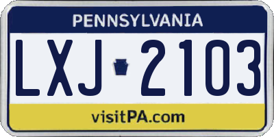 PA license plate LXJ2103
