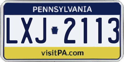PA license plate LXJ2113