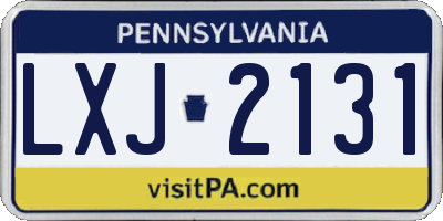 PA license plate LXJ2131