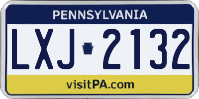 PA license plate LXJ2132