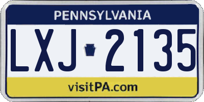 PA license plate LXJ2135